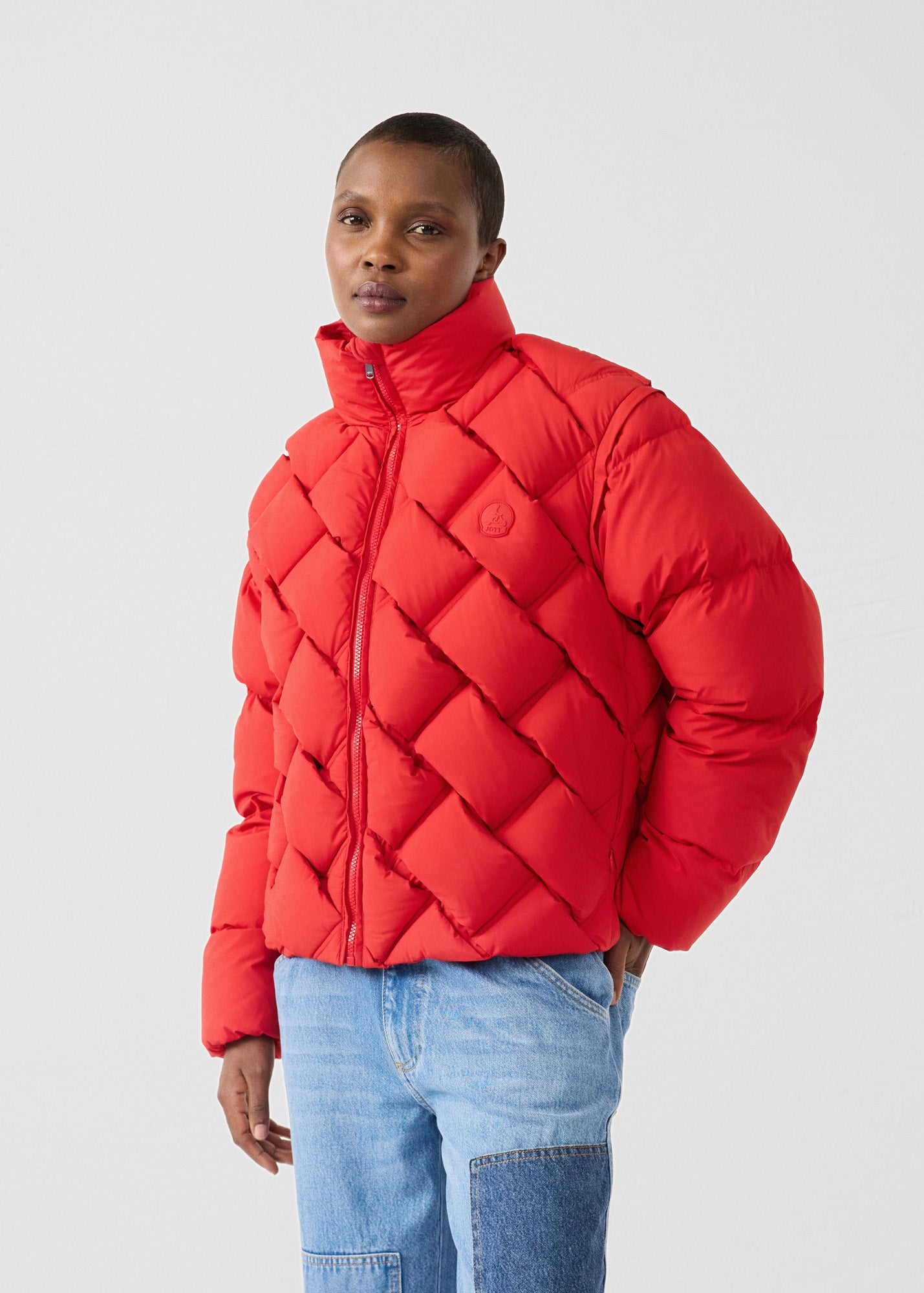 JOTT - Veste Grand Froid puffer tressée Rouge carmin Alya - Taille S