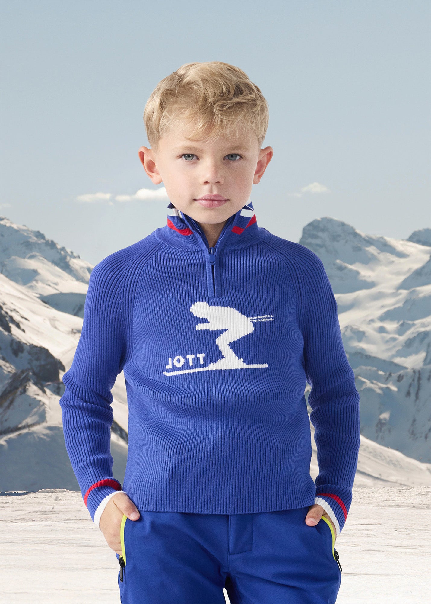 JOTT - Pull côtelé col haut Bleu cobalt Coni - Taille 8/10A