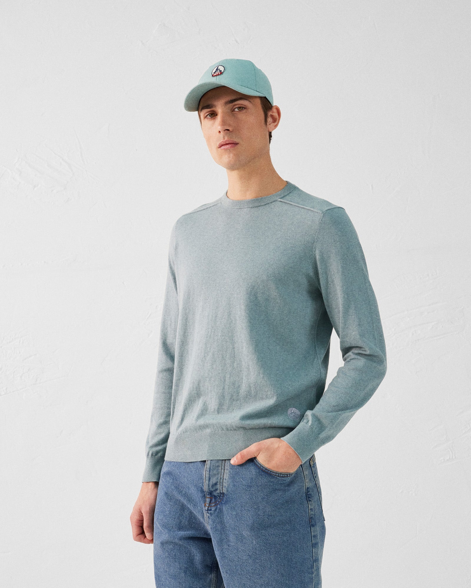 JOTT - Pull en maille col rond Vert minéral Hadrien - Taille 4XL