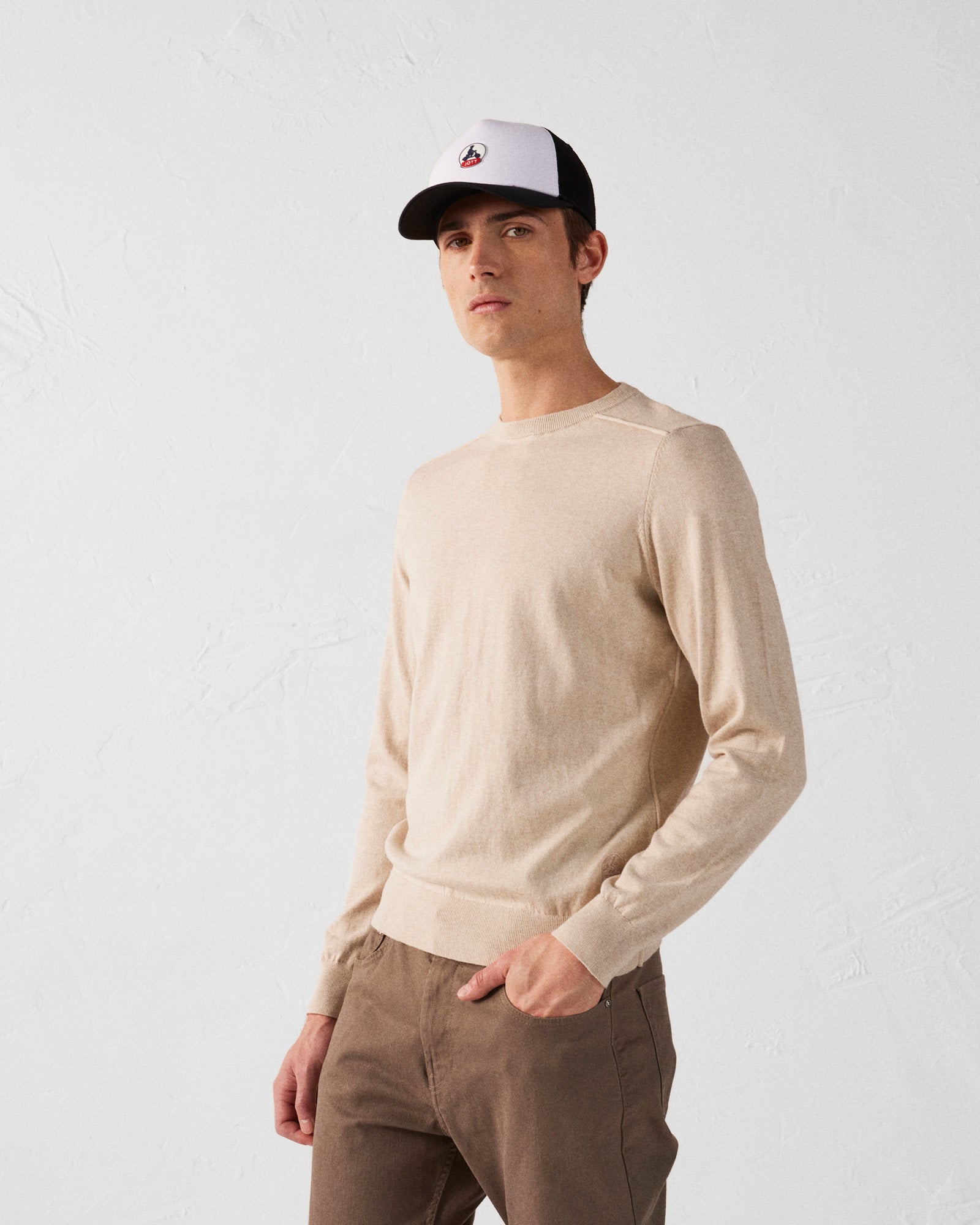 JOTT - Pull en maille col rond Sable Hadrien - Taille 4XL